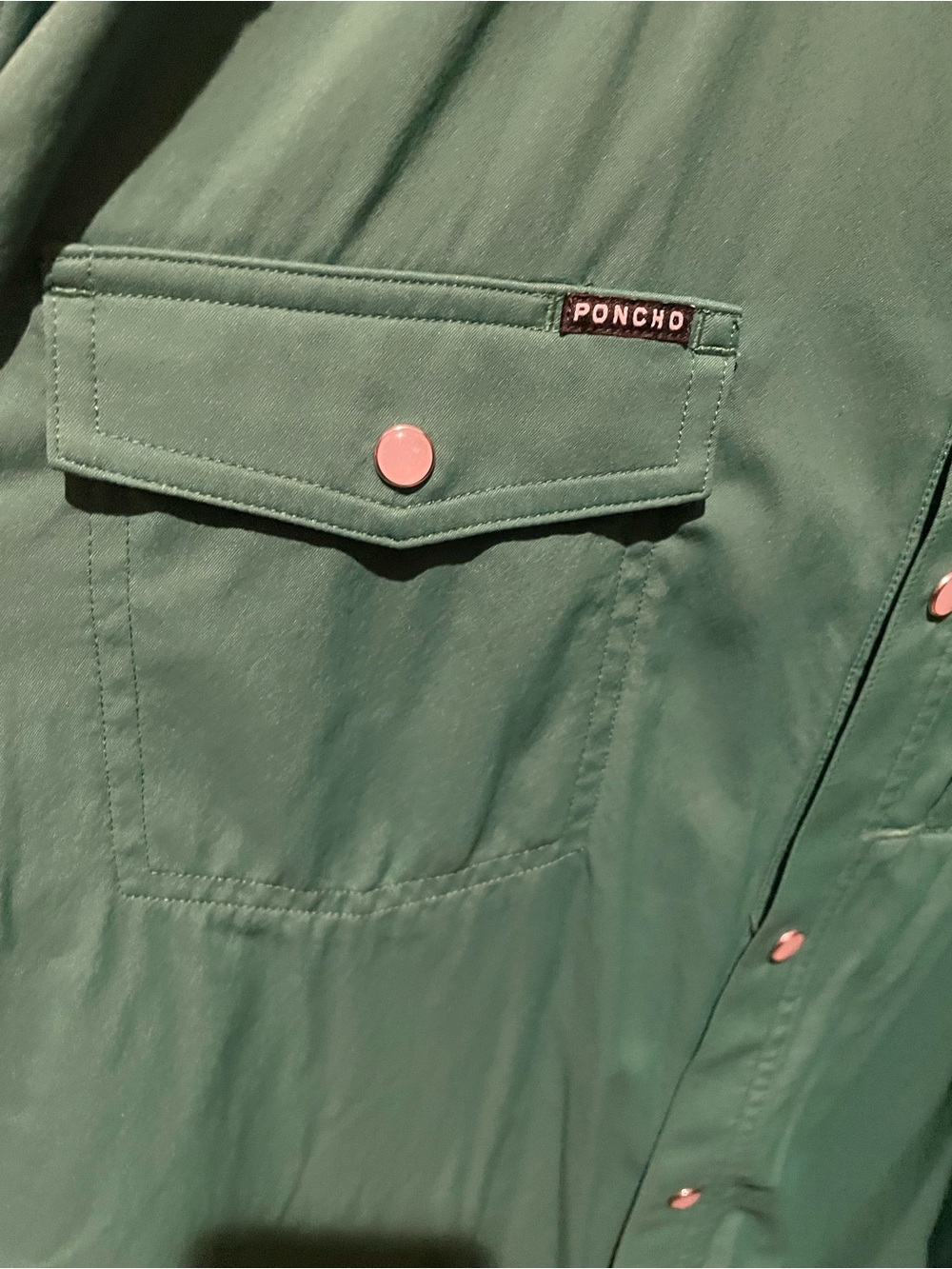 Poncho Men’s Short-Sleeve Button-Down Shirt in Green - Picture 2 of 3